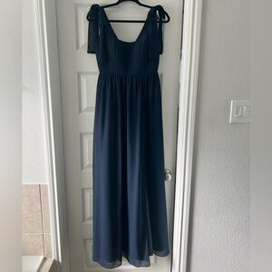 Revelry Bowie Chiffon Navy Blue Bridesmaids Dress